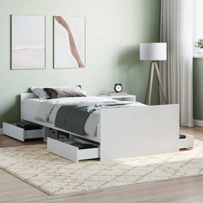 vidaXL Estrutura de cama c/ painéis cabeceira e pés 100x200 cm branco