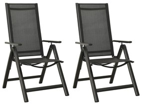 vidaXL Cadeiras de jardim dobráveis 2 pcs textilene e alumínio preto