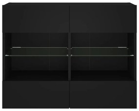 Móvel de parede para TV com luzes LED 78,5x30x60,5 cm preto