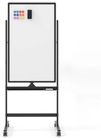 Quadro branco magnético móvel 60 x 100 cm Quadro branco seco de dupla face com suporte sobre rodas Altura ajustável para escritório Escola Preto