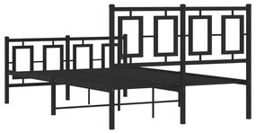 Estrutura de cama com cabeceira e pés 120x190 cm metal preto