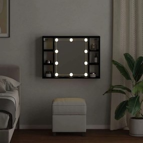 Armário Espelho LED vidaXL - Carvalho Preto - 76x15x55 cm - Feito de M