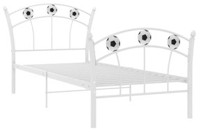 Estrutura de cama com design de futebol 90x200 cm metal branco