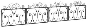 Outsunny Vedação de Jardim Exterior com 4 Painéis 57x47,5 cm Vedações Decorativas em Aço com Ângulo Ajustável para Pátio Terraço Preto