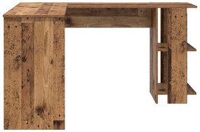 Escrivaninha de canto com armazenamento de madeira velha 140x113,5x75c