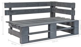 Banco de canto em paletes para jardim madeira cinzento