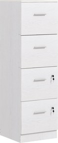 HOMCOM Gaveteiro de Escritório com 4 Gavetas, Fechadura e Suportes Ajustáveis para Documentos A4 e Letter, Branco, 40x42x130,8 cm | Aosom Portugal