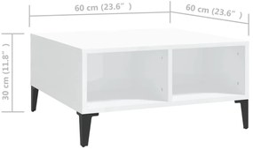 Mesa de centro 60x60x30cm derivados de madeira branco brilhante