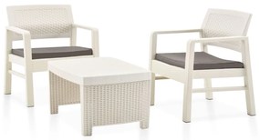 Conjunto lounge para jardim 3 pcs plástico branco