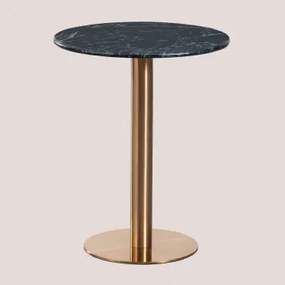 Mesa De Bar Redonda Em Pedra Natural Xiren Mármore Verde Big Flower & Ø60 Cm & Oro Rosa - Sklum