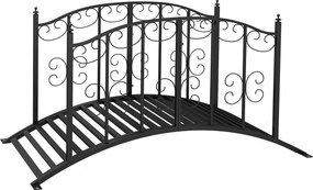 Ponte de jardim em aço com corrimões laterais, carga máxima de 120 kg, decoração de jardim, 119 x 67 x 70 cm, preta