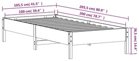 Cama sem colchão 100x200 cm pinho maciço castanho-mel