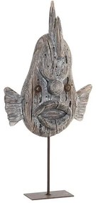 Figura Decorativa DKD Home Decor Metal Madeira de paulónia Peixe (18 x 4 x 35 cm)