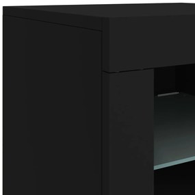 Aparador com luzes LED 123x37x67 cm preto