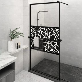 vidaXL Divisória chuveiro+prateleira 115x195 vidro ESG/alumínio preto