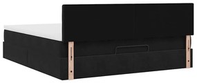 Estrutura de cama otomana com colchão 180x200 cm veludo preto