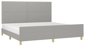 Estrutura de cama sem colchão 200x200 cm tecido cinzento-claro