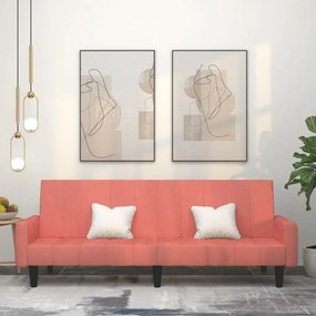 337383 vidaXL Sofá-cama de 2 lugares veludo rosa