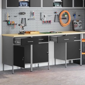 Conjunto de Gabinete e Mesa de Trabalho de 4 Peças vidaXL Preto em Mad