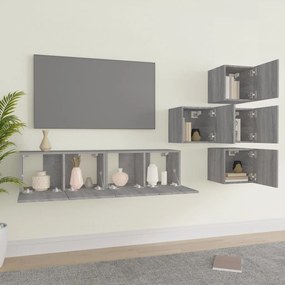 Conjunto móveis de TV 6 pcs madeira processada sonoma cinza