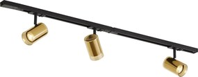Sistema de iluminação de trilho moderno preto com 3 focos dourados monofásicos - Iconic Lloyd