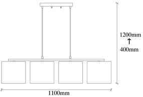 Chandelier Valiz – Preto e Branco – 110 x 25 cm
