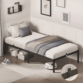 Estrutura de cama individual em metal 90 x 200 cm moderna preto