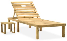 Espreguiçadeira de jardim com mesa madeira de pinho impregnada