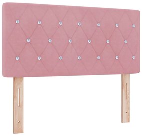 Cama Box com Colchão e LED Rosa 120x190 cm Veludo