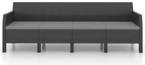 2 pcs conjunto lounge jardim com almofadões vime PP antracite