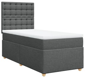 Cama com molas/colchão 90x190 cm tecido cinza-escuro