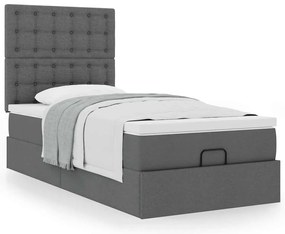Estrutura cama otomana colchão 100x200cm tecido cinzento escuro