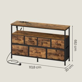 Cómoda com gavetas e  iluminação LED 30 x 113,8 x 68,1 cm castanho-preto