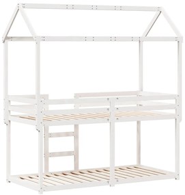 Beliche com telhado 75x190 cm madeira de pinho maciça branco