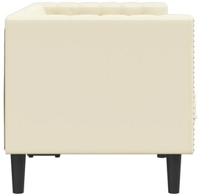 Sofá chesterfield 2 lugares couro artificial creme