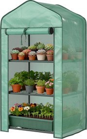 Estufa de jardim  59 x 39 x 127 cm com prateleiras de 3 níveis, estufa de varanda, lona reforçada com PE, estrutura em aço,, verde