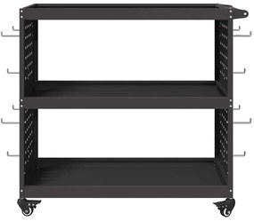 Carro de Ferramentas com prateleira com roda Preto 75 x 35 x 73 cm Met