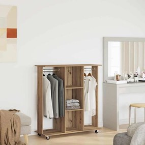 Guarda-roupa com rodas Carvalho Artesanal 102x38x110 cm Madeira Recons