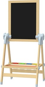AIYAPLAY Cavalete Infantil com Altura e Ângulo Ajustáveis Dupla Face Quadro Branco Magnético e de Giz 48,5x46,5x70-97 cm Madeira | Aosom Portugal
