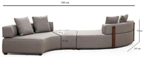 Sofá de Canto Gondol – Cinzento – 380 cm x 105 cm x 70 cm