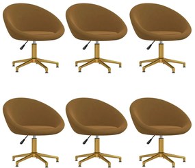 vidaXL Cadeiras de jantar 6 pcs veludo castanho