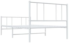 Estrutura de cama com cabeceira e pés 75x190 cm metal branco