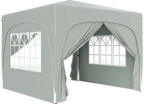 Outsunny Tenda Dobrável 3x3 m Tenda de Jardim para Festas e Eventos com Painéis Laterais UPF50+ Altura Ajustável e Bolsa de Transporte Cinza Claro | AOSOM Portugal