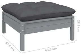 11 pcs conjunto lounge de jardim c/ almofadões pinho cinza