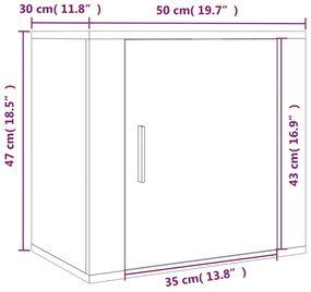 Mesa de cabeceira de parede 50x30x47 cm cinzento sonoma