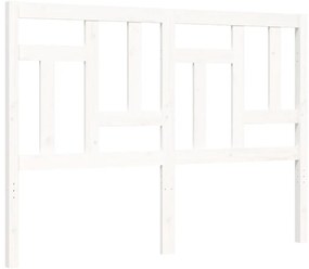 Estrutura de cama de casal c/ cabeceira madeira maciça branco