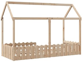 Cama infantil formato casa 80x200 cm madeira de pinho maciça