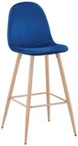 Conjunto 4 Bancos de bar, Casa, Restaurante, Hotel  EPOQUE NEW, base de metal, veludo azul 64