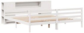 Cama com estante sem colchão 200x200 cm pinho maciço branco