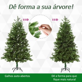 Árvore Artificial de Natal com Base Dobrável 934 Galhos PE e PVC Árvore de Natal Decorativa para Exterior Interior Ø105x210cm Verde